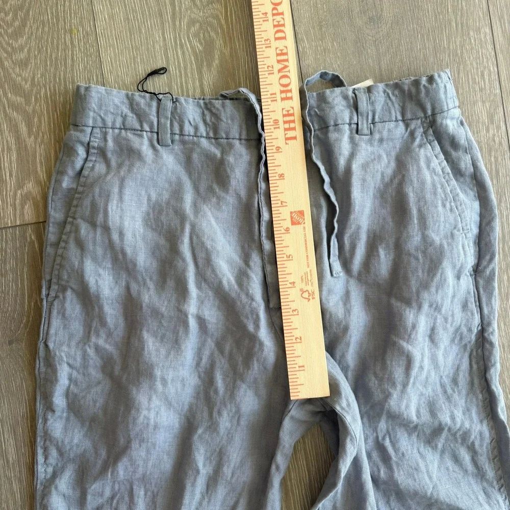 Zara Man 100% Linen Light Blue Drawstring Trousers Pants Size Medium 31